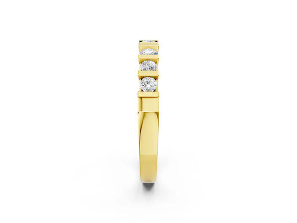 Yellow gold Round Channel Set Diamond Half Eternity Band