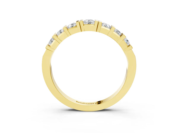 Yellow gold Round Channel Set Diamond Half Eternity Band