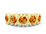 Yellow gold Round Citrine Channel Set Band with X-Prong Detail_6