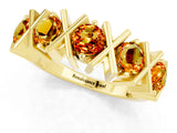 Yellow gold Round Citrine Channel Set Band with X-Prong Detail_7