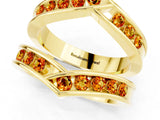 Yellow gold Round Citrine Channel-Set Chevron Band_7
