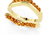 Yellow gold Round Citrine Chevron Contour Band with Prong Setting_7