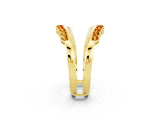Yellow gold Round Citrine Chevron Contour Band with Prong Setting_8