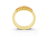 Yellow gold Round Citrine Chevron Contour Band with Prong Setting_9