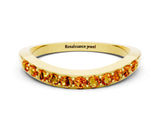 Yellow gold Round Citrine Curved Wedding Band with Channel Setting_6