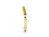 Yellow gold Round Citrine Curved Wedding Band with Channel Setting_8