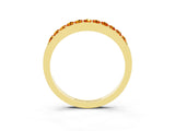 Yellow gold Round Citrine Curved Wedding Band with Channel Setting_9