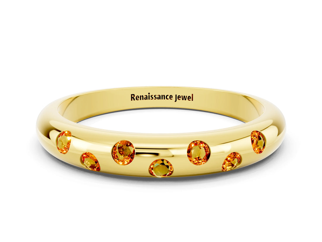 Yellow gold Round Citrine Flush-Set Comfort Fit Band_6