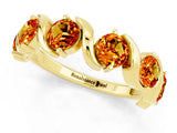Yellow gold Round Citrine Half Eternity Band with Wave Prong Setting_7