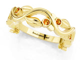 Yellow gold Round Citrine Leaf Eternity Band with Bezel Setting_37