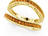 Yellow gold Round Citrine Milgrain Eternity Band with Channel Setting_19