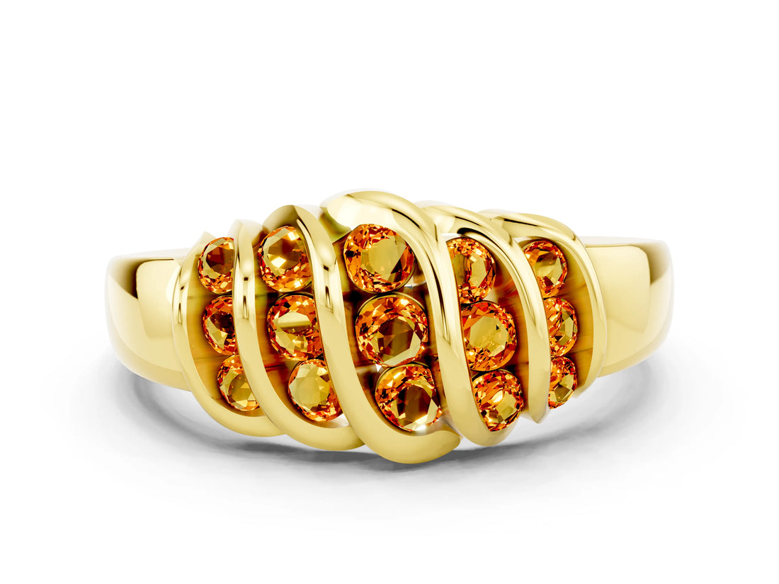 Yellow gold Round Citrine Multi-Row Crossover Band_6