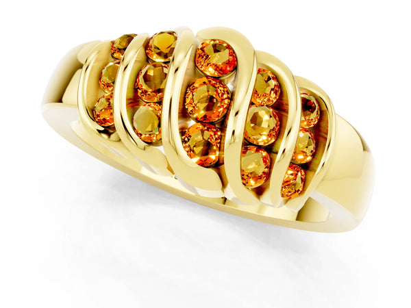 Yellow gold Round Citrine Multi-Row Crossover Band