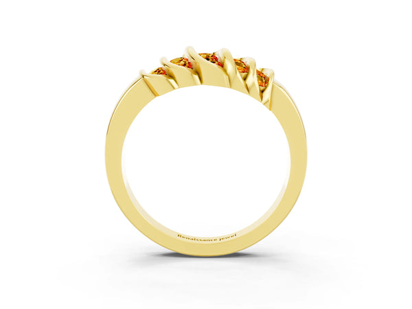 Yellow gold Round Citrine Multi-Row Crossover Band