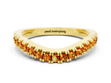 Yellow gold Round Citrine Pavé Curved Band with Shared Prong Setting_6