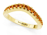 Yellow gold Round Citrine Pavé Curved Band with Shared Prong Setting_7