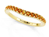 Yellow gold Round Citrine Pavé Set Curved Wedding Band_7