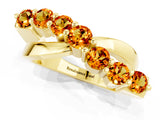 Yellow gold Round Citrine Prong-Set Crossover Band_7