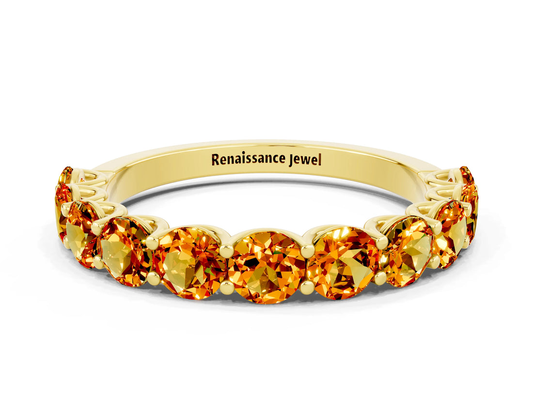 Yellow gold Round Citrine Shared Prong Eternity Band_6