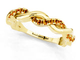 Yellow gold Round Citrine Twist Eternity Band with Pavé Setting_7