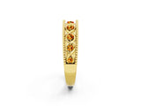 Yellow gold Round Citrine Twist Milgrain Band with Bezel Setting_14