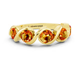 Yellow gold Round Citrine Wave Band with Channel Setting and Shared Prongs_6