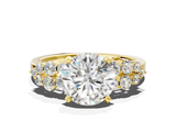 Yellow gold Round Cluster Diamond Engagement Ring with Pavé Band and Four-Prong Setting_47