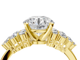 Yellow gold Round Cluster Diamond Engagement Ring with Pavé Band and Four-Prong Setting_51