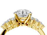 Yellow gold Round Cluster Diamond Engagement Ring with Pavé Band and Four-Prong Setting_52