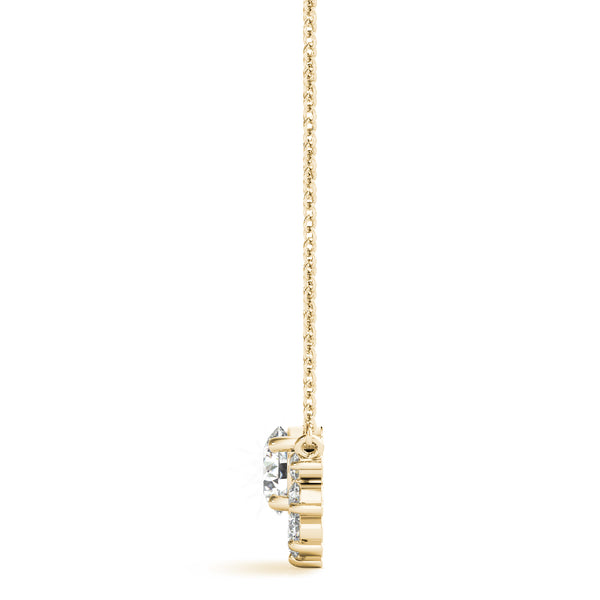 Yellow gold Round Cluster Diamond Pendant with Prong Setting