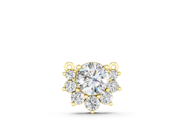 Yellow gold Round Cluster Diamond Pendant with Prong Setting