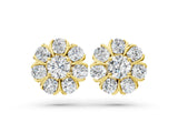 Yellow gold Round Cluster Diamond Stud Earrings with Prong Setting_16