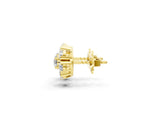 Yellow gold Round Cluster Diamond Stud Earrings with Prong Setting_17