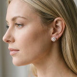 Yellow gold Round Cluster Diamond Stud Earrings with Prong Setting_8