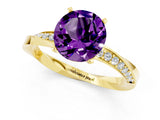 Yellow gold Round Cut Amethyst Engagement Ring with Side Stone Accents and Four-Prong Setting_61