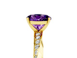 Yellow gold Round Cut Amethyst Engagement Ring with Side Stone Accents and Four-Prong Setting_65