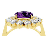 Yellow gold Round Cut Amethyst Floral Double Halo Engagement Ring with Prong Setting_64