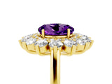 Yellow gold Round Cut Amethyst Floral Double Halo Engagement Ring with Prong Setting_65