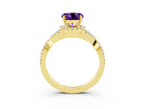Yellow gold Round Cut Amethyst  Halo Twist Band Solitaire Prong Setting Ring_27