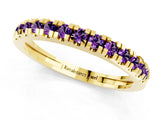 Yellow gold Round Cut Amethyst Pavé Set Thin Band_1