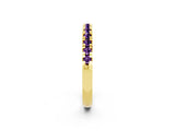 Yellow gold Round Cut Amethyst Pavé Set Thin Band_2