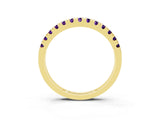 Yellow gold Round Cut Amethyst Pavé Set Thin Band_3