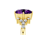 Yellow gold Round Cut Amethyst Ring with Side Stones and Four-Prong Setting_41
