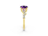 Yellow gold Round Cut Amethyst Scattered Round Accent Ring with Prong Setting_14