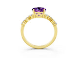 Yellow gold Round Cut Amethyst Scattered Round Accent Ring with Prong Setting_15