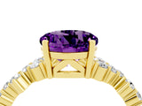Yellow gold Round Cut Amethyst Scattered Round Accent Ring with Prong Setting_16