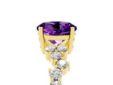 Yellow gold Round Cut Amethyst Scattered Round Accent Ring with Prong Setting_17