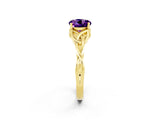 Yellow gold Round Cut Amethyst Solitaire Celtic Knot Ring with Four-Prong Setting_14
