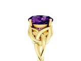 Yellow gold Round Cut Amethyst Solitaire Celtic Knot Ring with Four-Prong Setting_17