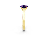 Yellow gold Round Cut Amethyst Solitaire Engagement Ring with Cathedral Setting and Four-Prong Mount_26